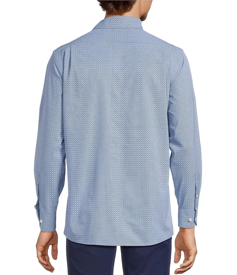 Hart Schaffner Marx Luxury Performance Long Sleeve Tile Geometric Print Coat Front Shirt