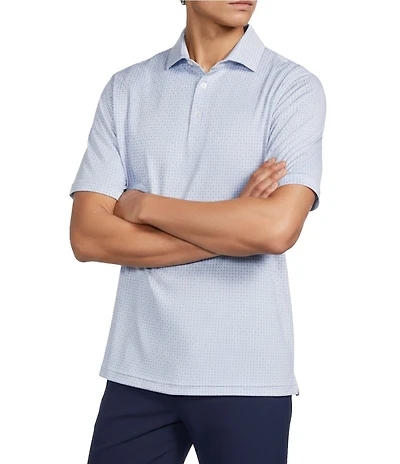 Hart Schaffner Marx Luxury Performance Short Sleeve Cross Floral Print Polo Shirt