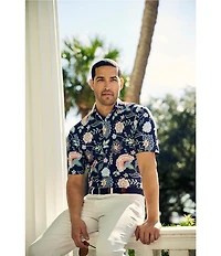 Hart Schaffner Marx Luxury Performance Short Sleeve Dark Floral Paisley Polo Shirt
