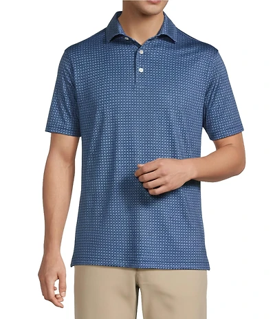 Hart Schaffner Marx Luxury Performance Short Sleeve Geometric Floral Polo Shirt