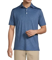 Hart Schaffner Marx Luxury Performance Short Sleeve Geometric Floral Polo Shirt