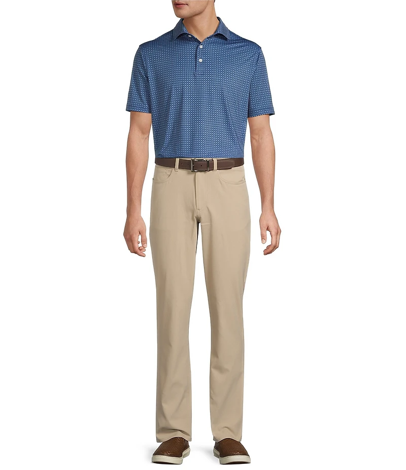 Hart Schaffner Marx Luxury Performance Short Sleeve Geometric Floral Polo Shirt