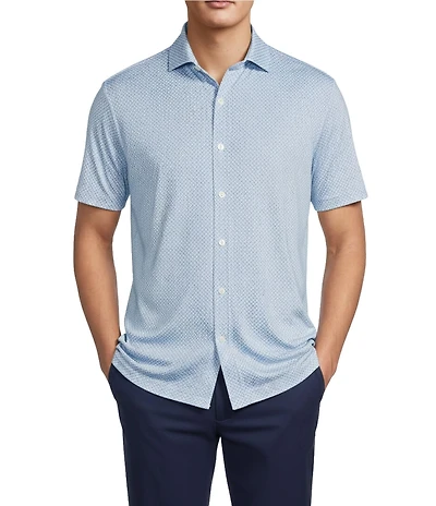 Hart Schaffner Marx Luxury Performance Short Sleeve Geometric Floral Print Shirt