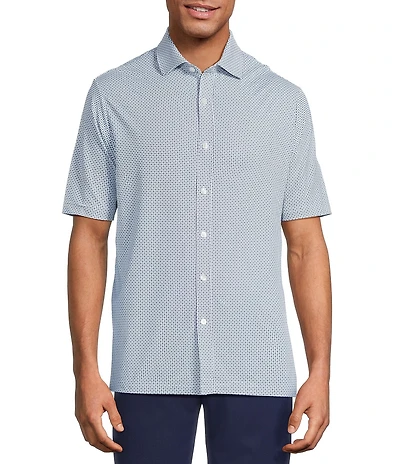 Hart Schaffner Marx Luxury Performance Short Sleeve Geometric Print Coat Front Shirt