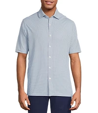 Hart Schaffner Marx Luxury Performance Short Sleeve Geometric Print Coat Front Shirt