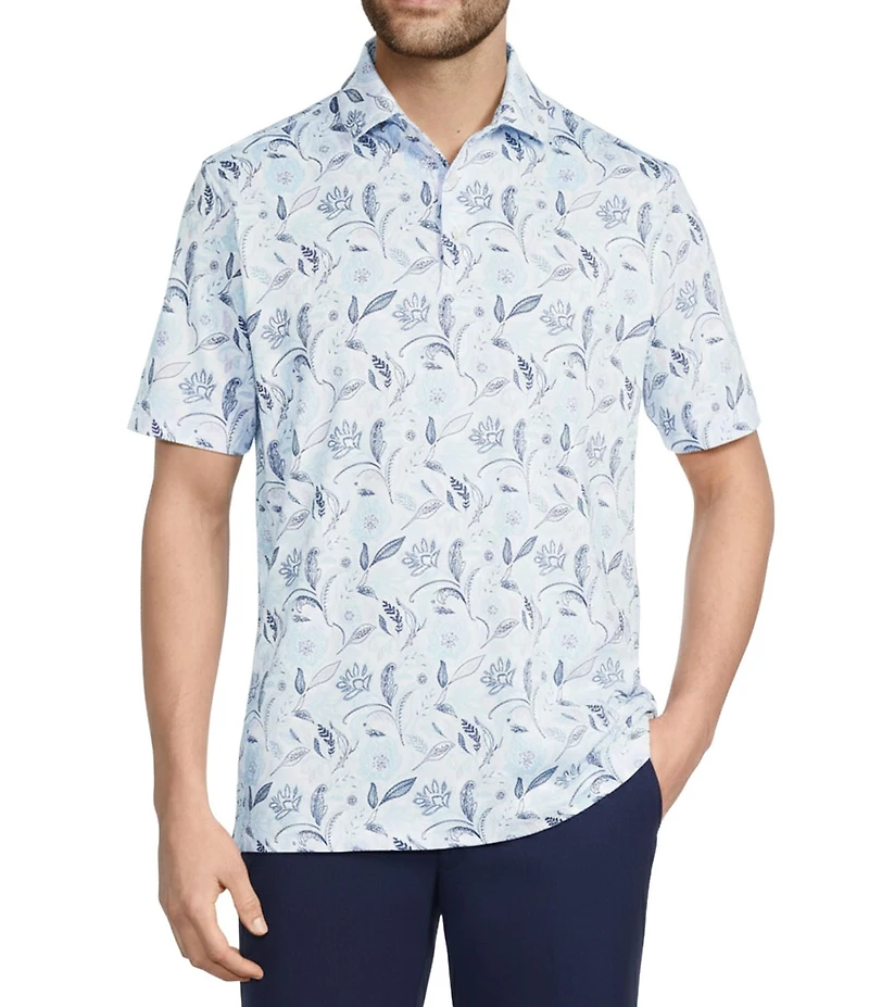 Hart Schaffner Marx Luxury Performance Short Sleeve Large Floral Polo Shirt