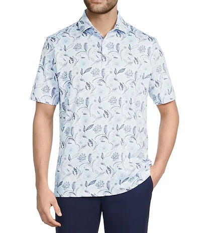 Hart Schaffner Marx Luxury Performance Short Sleeve Large Floral Polo Shirt