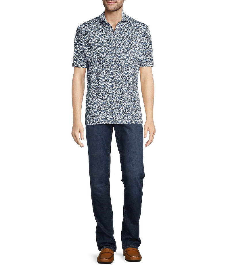 Hart Schaffner Marx Luxury Performance Short Sleeve Paisley Coatfront Shirt