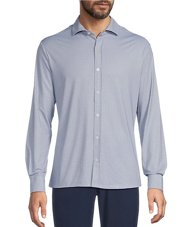 Hart Schaffner Marx Luxury Performance Short Sleeve Petal Geo Button Front Shirt