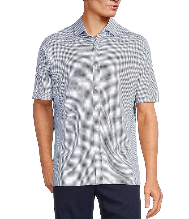Hart Schaffner Marx Luxury Performance Short Sleeve Scale Print Coatfront Shirt