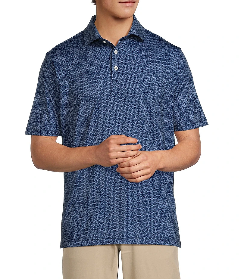 Hart Schaffner Marx Luxury Performance Short Sleeve Sketch Floral Polo Shirt