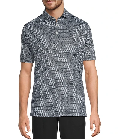Hart Schaffner Marx Luxury Performance Short Sleeve Textured Geo Print Polo