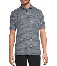 Hart Schaffner Marx Luxury Performance Short Sleeve Textured Geo Print Polo