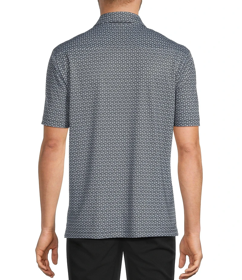 Hart Schaffner Marx Luxury Performance Short Sleeve Textured Geo Print Polo