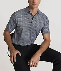 Hart Schaffner Marx Luxury Performance Short Sleeve Textured Geo Print Polo