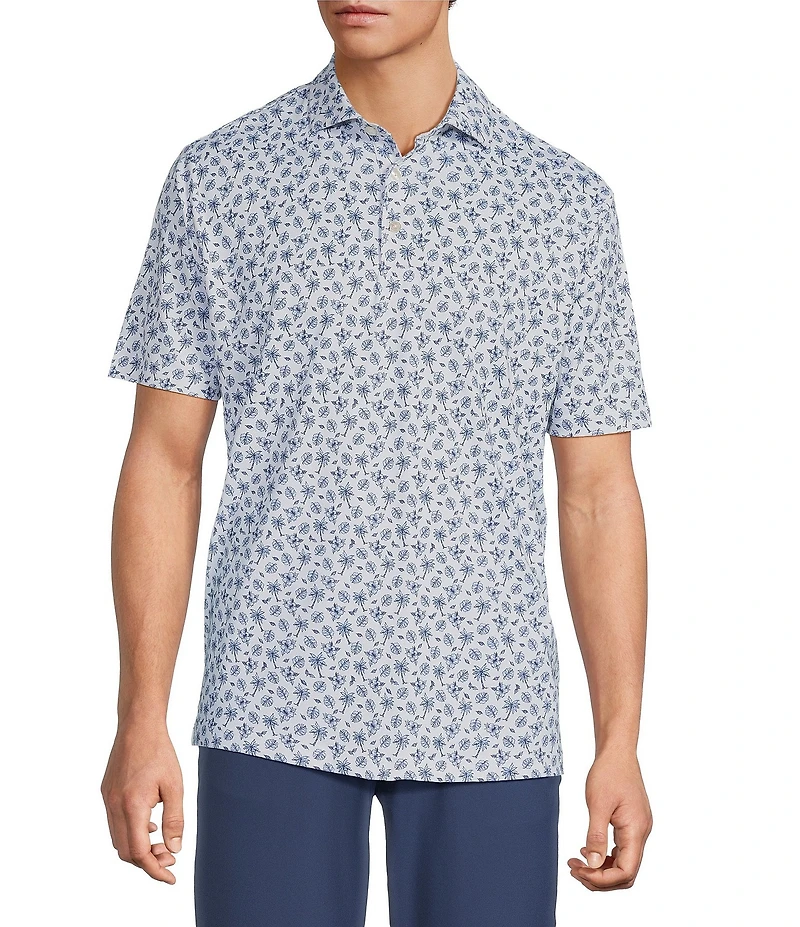 Hart Schaffner Marx Luxury Performance Short Sleeve Textured Tropical Print Polo