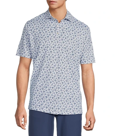 Hart Schaffner Marx Luxury Performance Short Sleeve Textured Tropical Print Polo