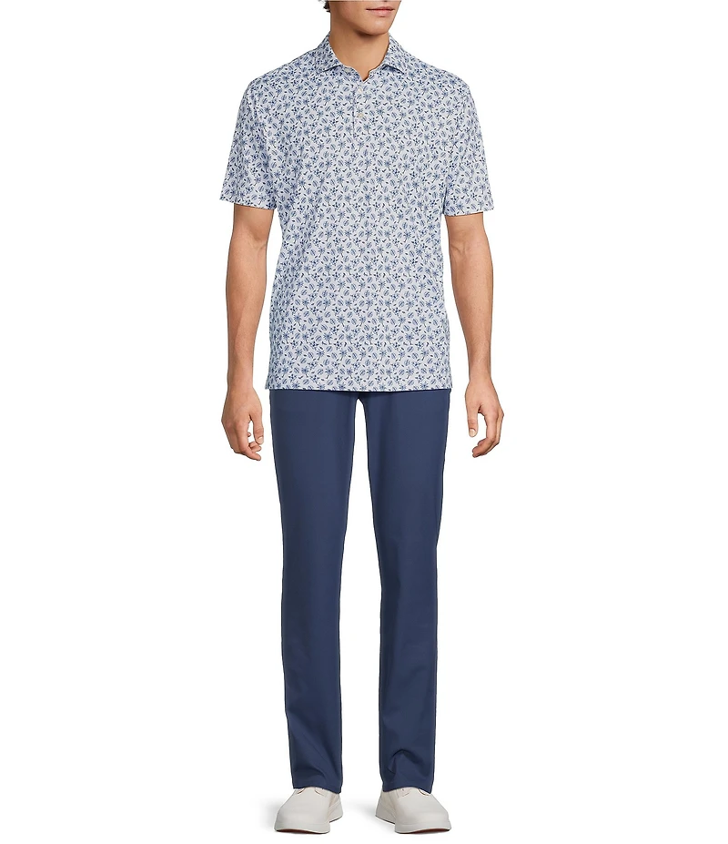 Hart Schaffner Marx Luxury Performance Short Sleeve Textured Tropical Print Polo