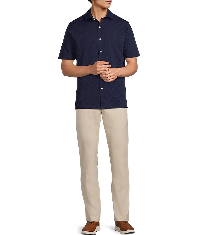 Hart Schaffner Marx Luxury Performance The Driver Short Sleeve Solid Button Front Shirt