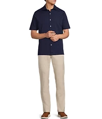 Hart Schaffner Marx Luxury Performance The Driver Short Sleeve Solid Button Front Shirt