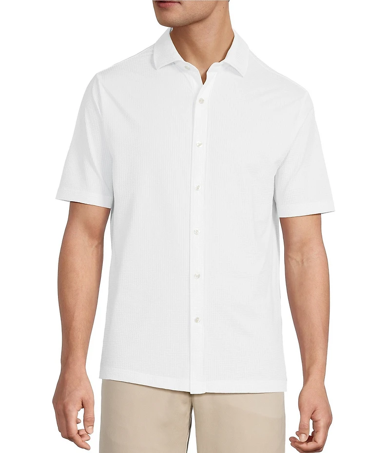 Hart Schaffner Marx Luxury Performance The Driver Short Sleeve Solid Button Front Shirt