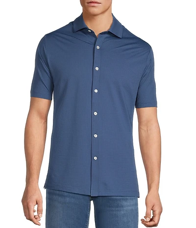 Hart Schaffner Marx Luxury Performance The Driver Short Sleeve Solid Button Front Shirt