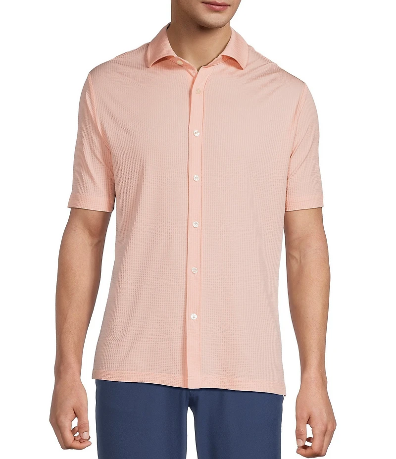 Hart Schaffner Marx Luxury Performance The Driver Short Sleeve Solid Button Front Shirt