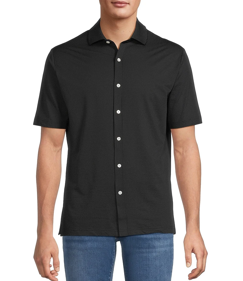 Hart Schaffner Marx Luxury Performance The Driver Short Sleeve Solid Button Front Shirt