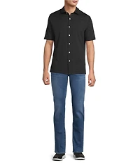 Hart Schaffner Marx Luxury Performance The Driver Short Sleeve Solid Button Front Shirt