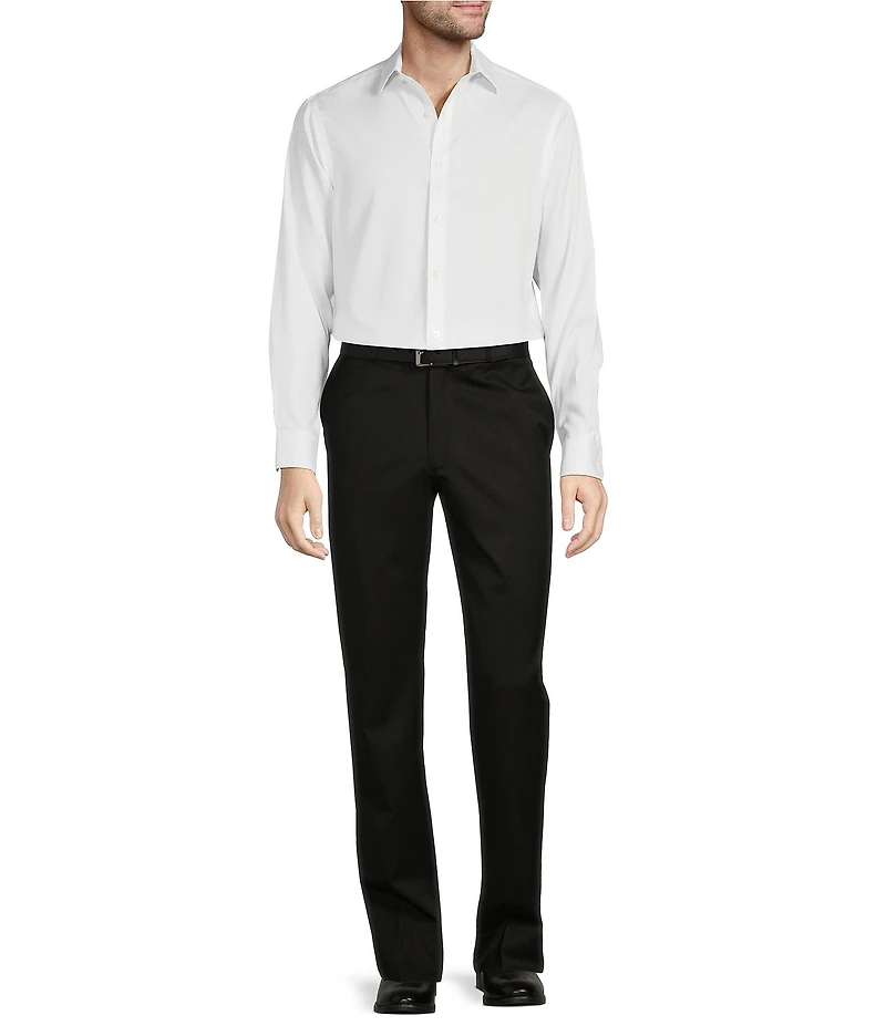 Hart Schaffner Marx New York Modern Fit Pre-Tailored Flat Front Super Stretch Solid Dress Pants