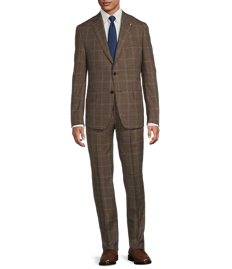 Hart Schaffner Marx New York Modern Fit Flat Front Plaid 2-Piece Suit