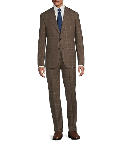 Hart Schaffner Marx New York Modern Fit Flat Front Plaid 2-Piece Suit