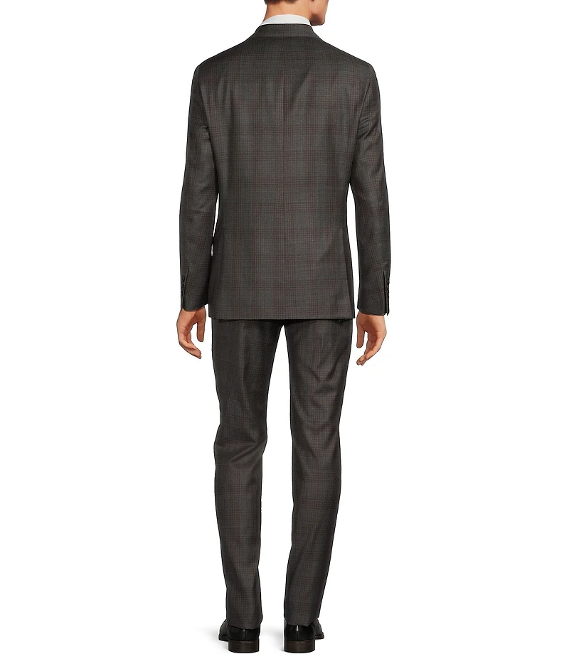 Hart Schaffner Marx New York Modern Fit Flat Front Plaid Pattern 2-Piece Suit