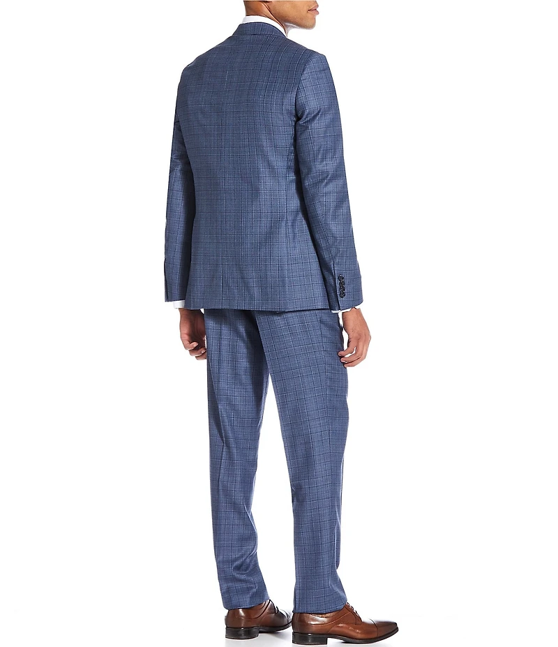 Hart Schaffner Marx New York Modern Fit Flat Front Plaid Print 2-Piece Suit