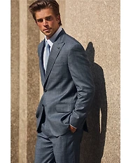 Hart Schaffner Marx New York Modern Fit Flat Front Plaid Print 2-Piece Suit