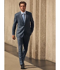 Hart Schaffner Marx New York Modern Fit Flat Front Plaid Print 2-Piece Suit