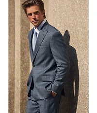 Hart Schaffner Marx New York Modern Fit Flat Front Plaid Print 2-Piece Suit