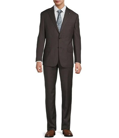 Hart Schaffner Marx New York Modern Fit Flat Front Plaid Print 2-Piece Suit