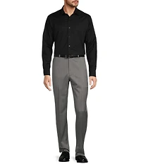 Hart Schaffner Marx New York Modern Fit Flat Front Solid Wool Dress Pants