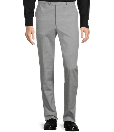 Hart Schaffner Marx New York Modern Fit Stretch Flat Front Solid Dress Pants