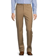 Hart Schaffner Marx New York Modern Fit Flat Front Solid Wool Dress Pants