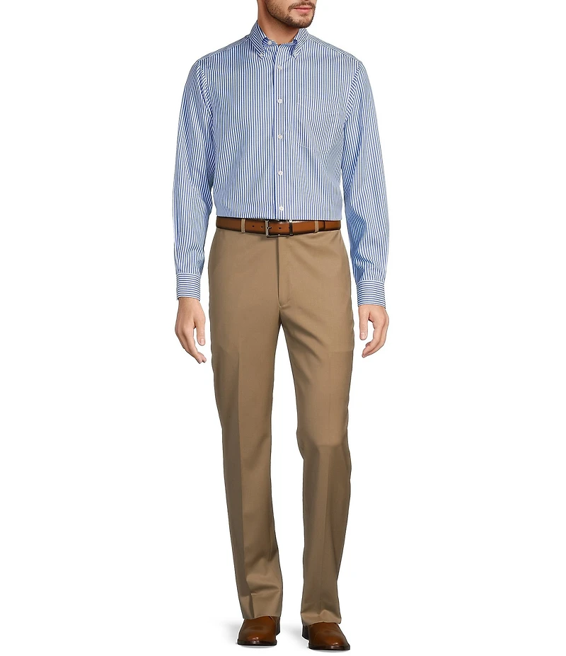 Hart Schaffner Marx New York Modern Fit Flat Front Solid Wool Dress Pants