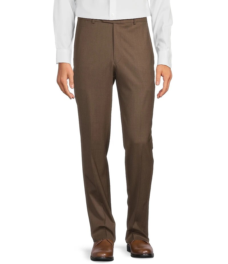 Hart Schaffner Marx New York Modern Fit Pre-Tailored Flat Front Super Stretch Solid Dress Pants
