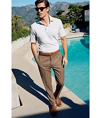 Hart Schaffner Marx New York Modern Fit Pre-Tailored Flat Front Super Stretch Solid Dress Pants