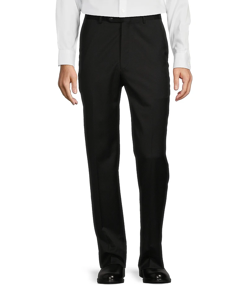 Hart Schaffner Marx New York Modern Fit Flat Front Solid Wool Dress Pants