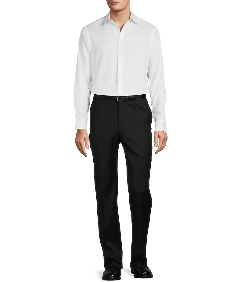 Hart Schaffner Marx New York Modern Fit Flat Front Solid Wool Dress Pants