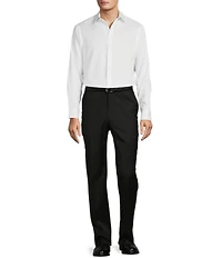 Hart Schaffner Marx New York Modern Fit Flat Front Solid Wool Dress Pants