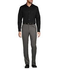 Hart Schaffner Marx New York Modern Fit Grey Pre-Tailored Flat Front Super Stretch Solid Dress Pants