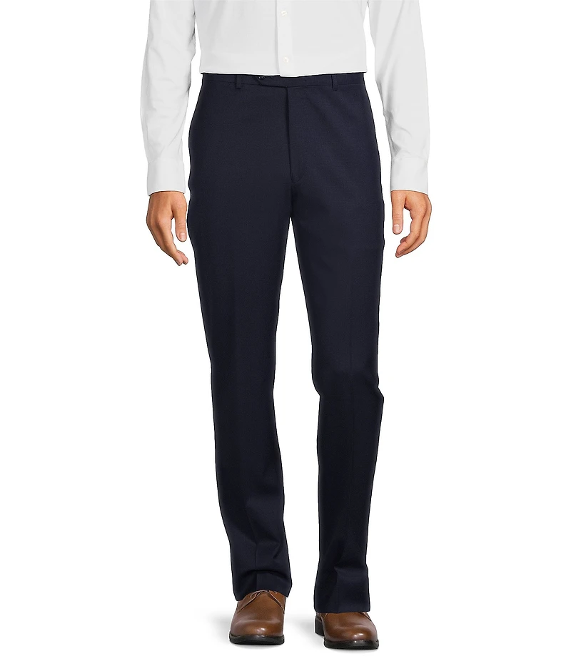 Hart Schaffner Marx New York Modern Fit Navy Pre-Tailored Flat Front Super Stretch Solid Dress Pants