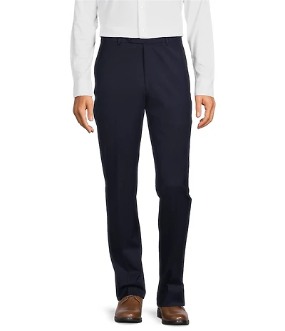 Hart Schaffner Marx New York Modern Fit Navy Pre-Tailored Flat Front Super Stretch Solid Dress Pants